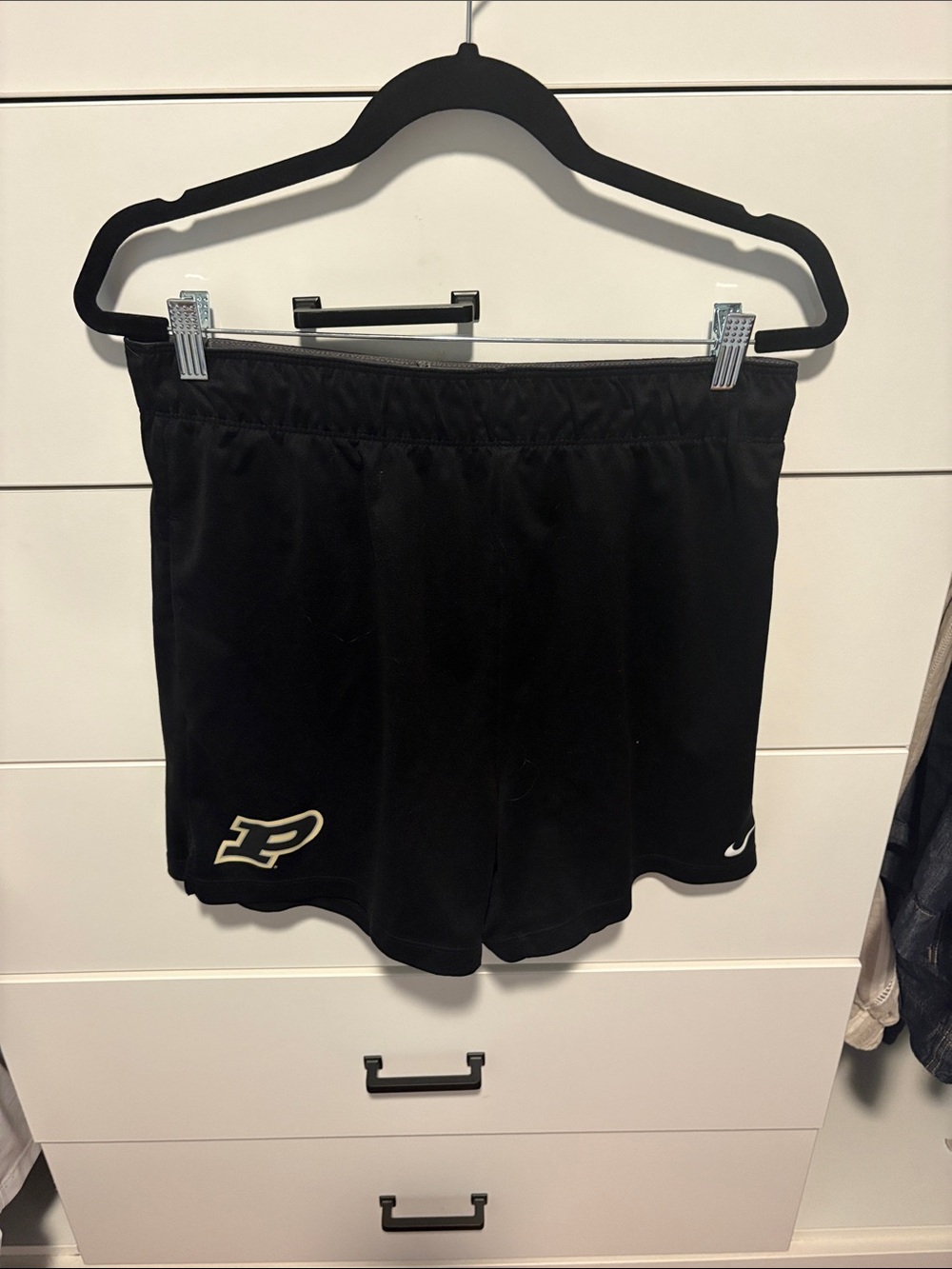 Nike Black Athletic Shorts with Purdue Logo